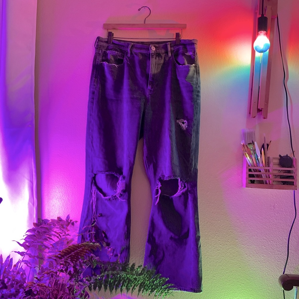 SOLD Size 12 [Regular] Gray High Waisted Bootcut American Eagle Jeans